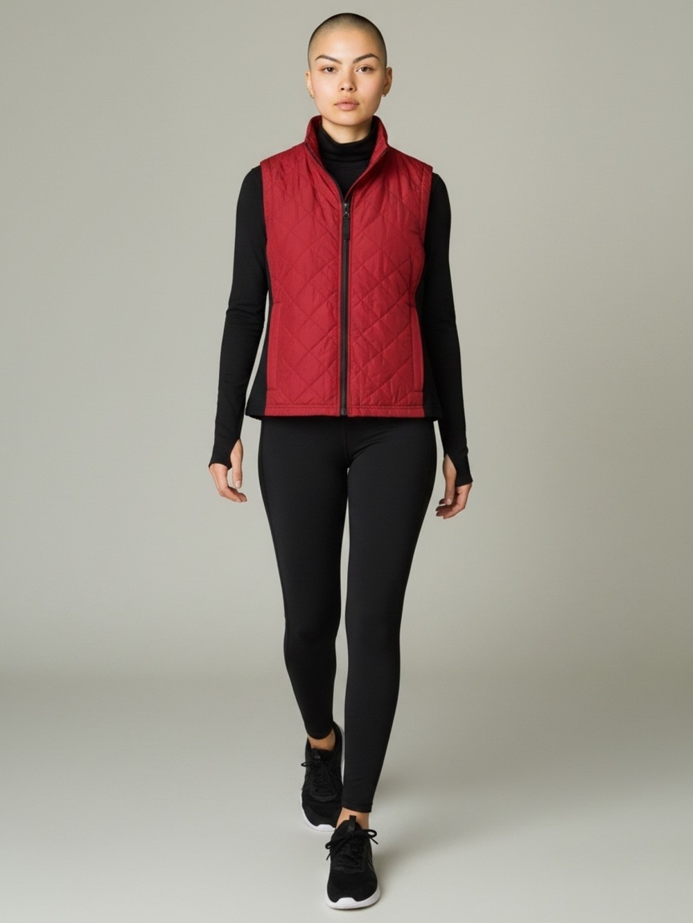 Eddie Bauer Quilted Vest Jacket Coat Red Black Sleeveless Outdoor Hiking XS
